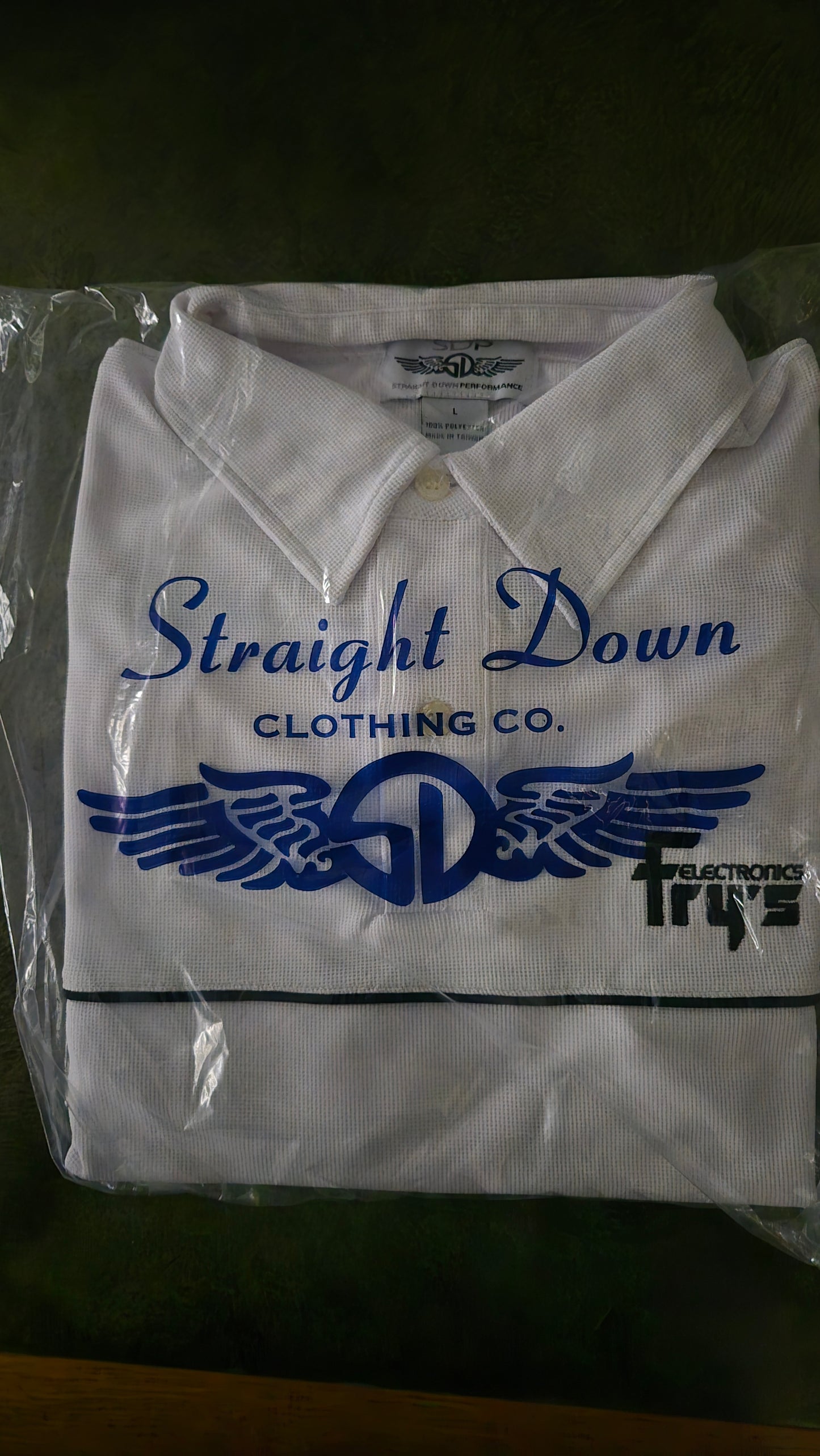 Fry's Electronics White Short Sleeve Polo Shirt