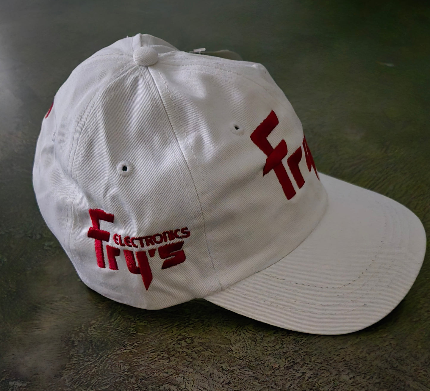 Fry's Electronics Adjustable Baseball/Golf Cap - White, Red Lettering