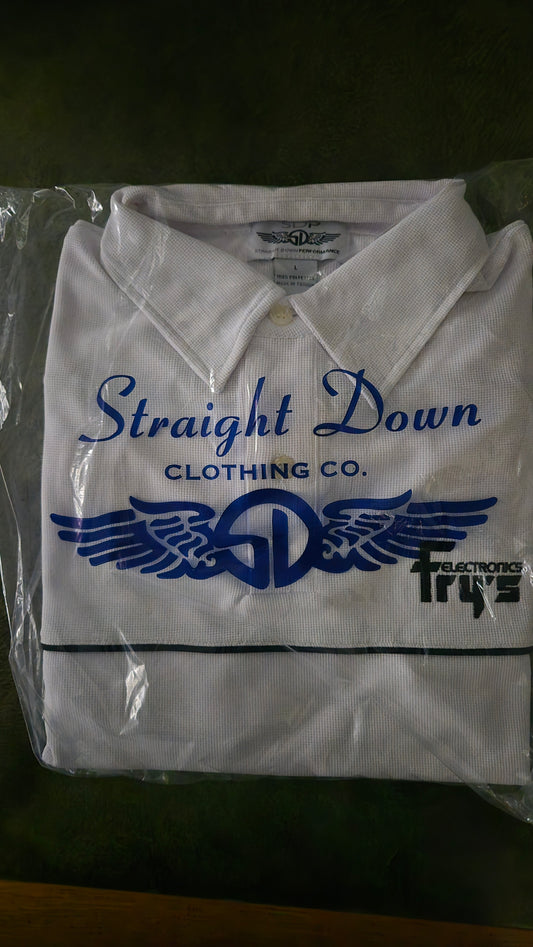 Fry's Electronics White Short Sleeve Polo Shirt