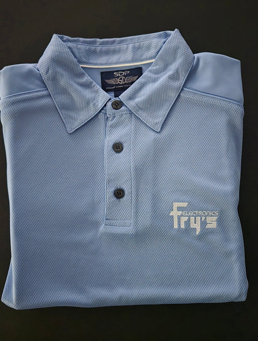 Fry's Electronics Short Sleeved Blue Golf Polo