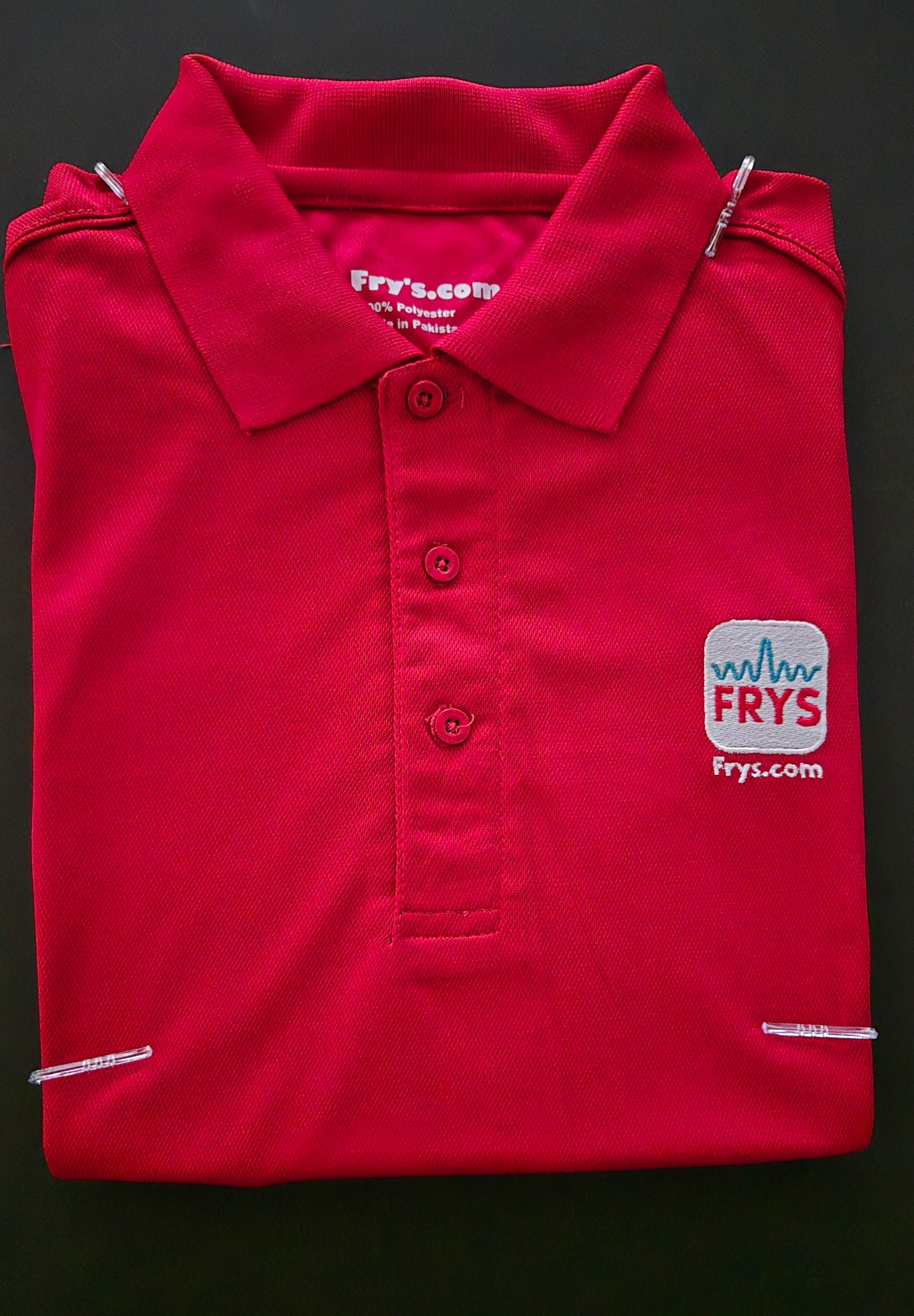 Fry's Electronics Frys.com Short Sleeve Polo in Red
