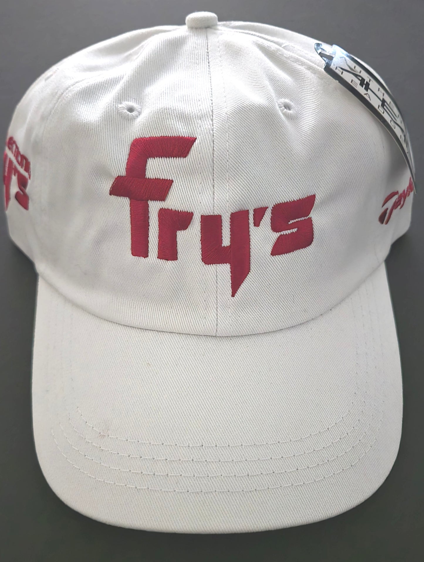 Fry's Electronics Adjustable Baseball/Golf Cap - White with Red lettering